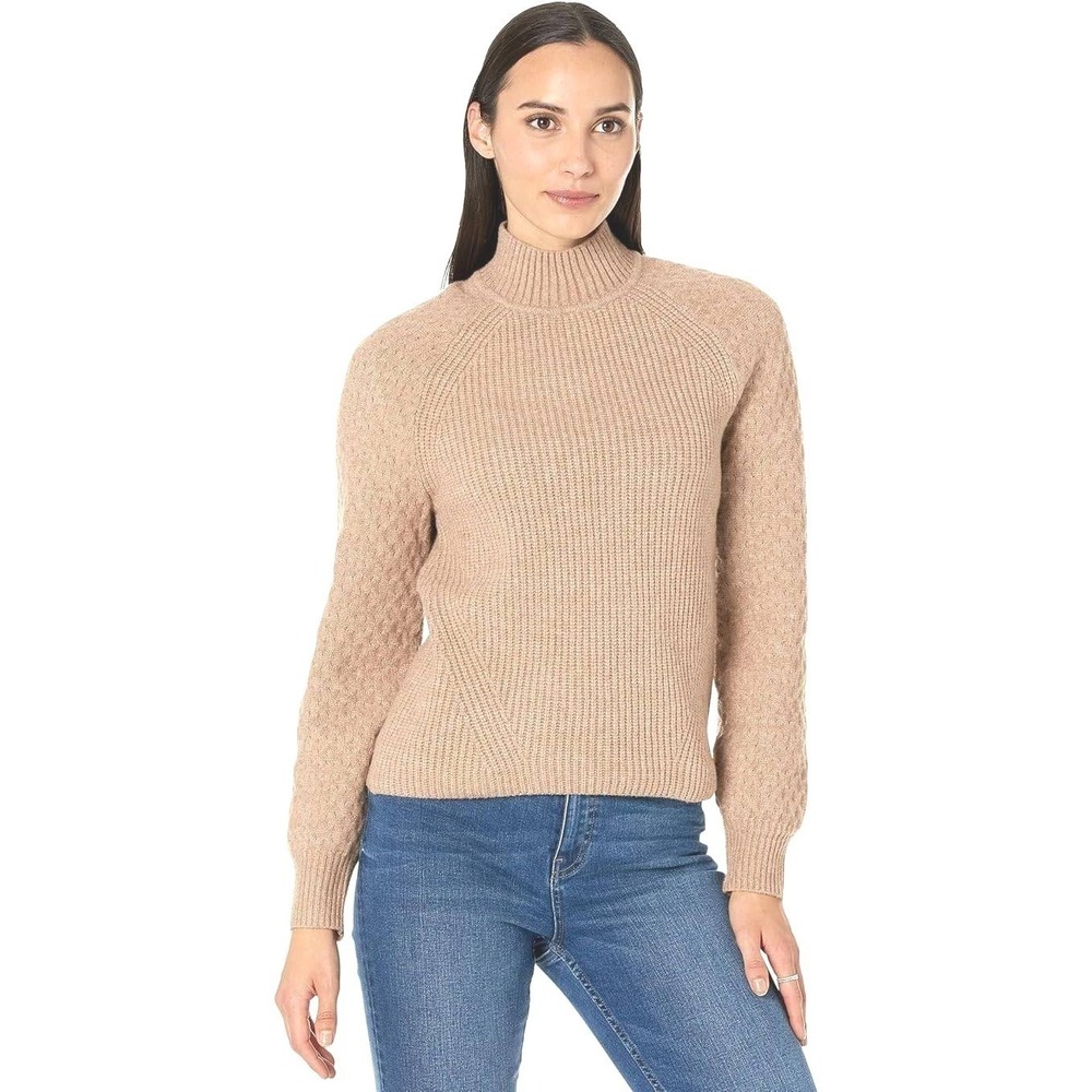 Calvin Klein Rib Mock Neck with Cable Sleeve
